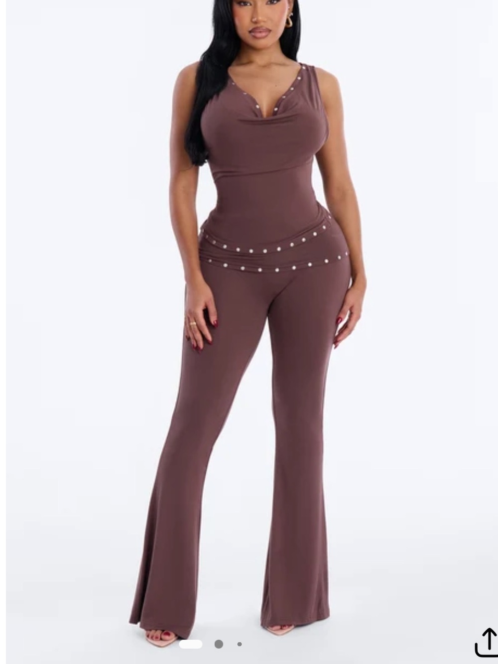 Women Cowl Neck Flare Pant Set